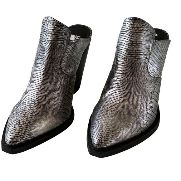 Jane And The Shoe Liesel Womens Size 6 Mule Silver Heel Textured Clogs - Picture 5 of 11